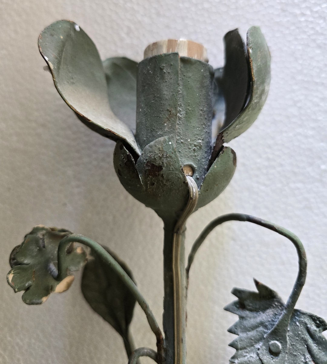 Antica grande applique in lamiera di ferro policroma, Firenze, circa metà XX secolo-photo-2