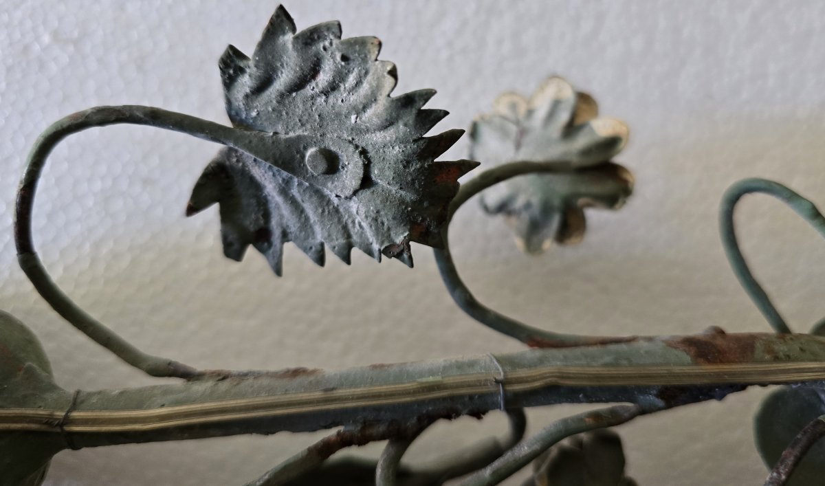 Antica grande applique in lamiera di ferro policroma, Firenze, circa metà XX secolo-photo-3