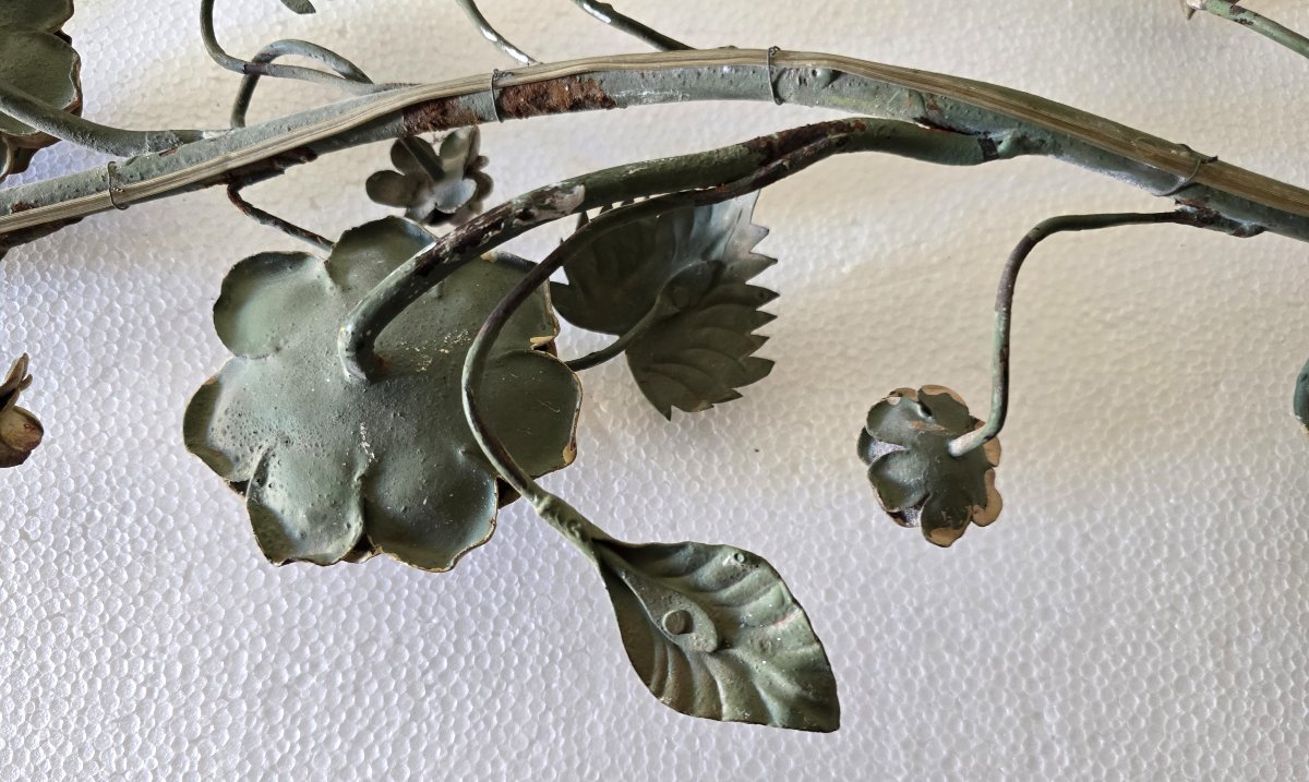 Antica grande applique in lamiera di ferro policroma, Firenze, circa metà XX secolo-photo-4