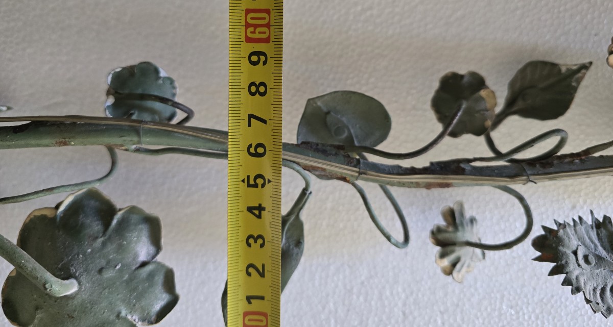 Antica grande applique in lamiera di ferro policroma, Firenze, circa metà XX secolo-photo-7