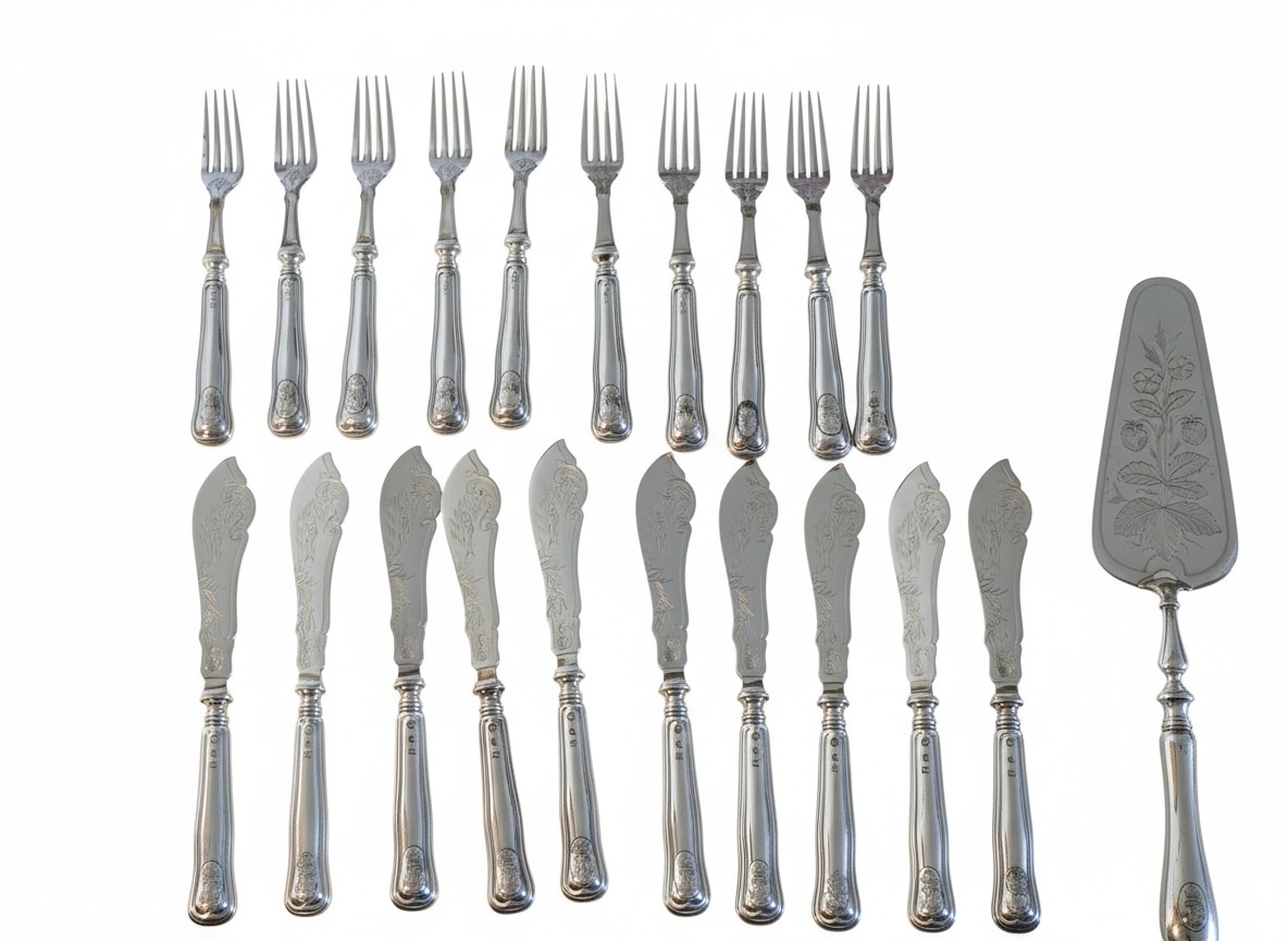 Lotto di 21 posate antiche in alpacca argentata Regia Marina Militare italiana-photo-2