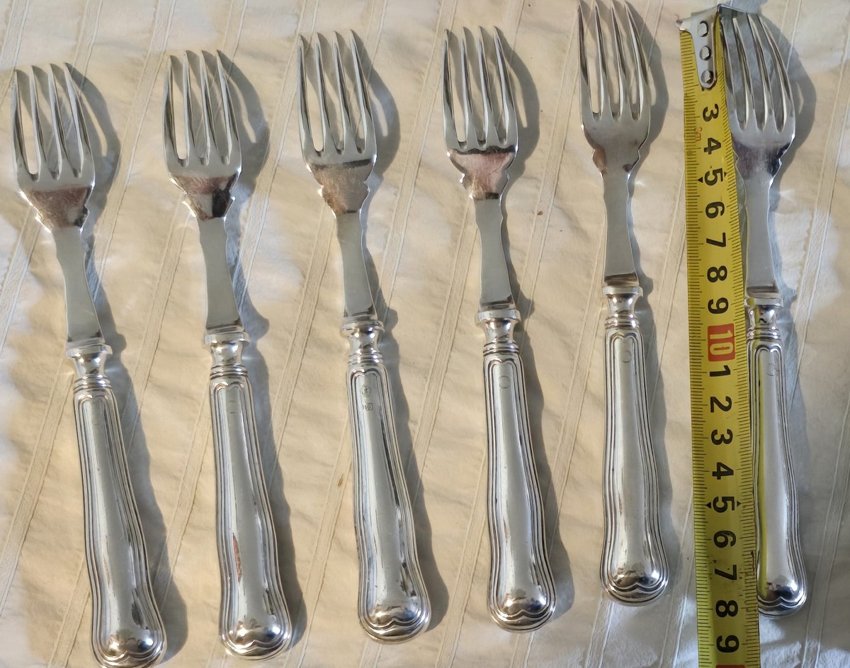 Lotto di 21 posate antiche in alpacca argentata Regia Marina Militare italiana-photo-3