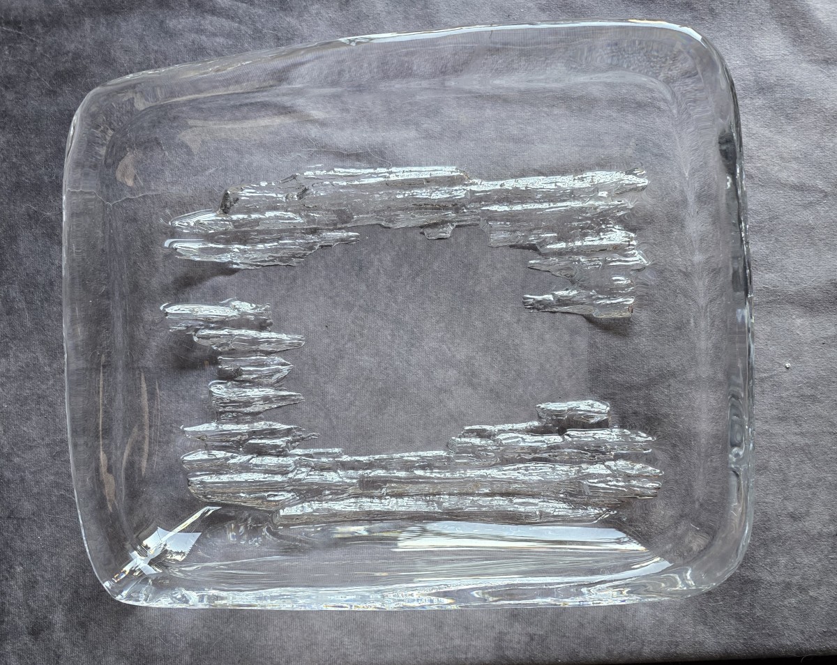 Centrotavola svuotatasche in cristallo, Daum, Francia. Circa 1970