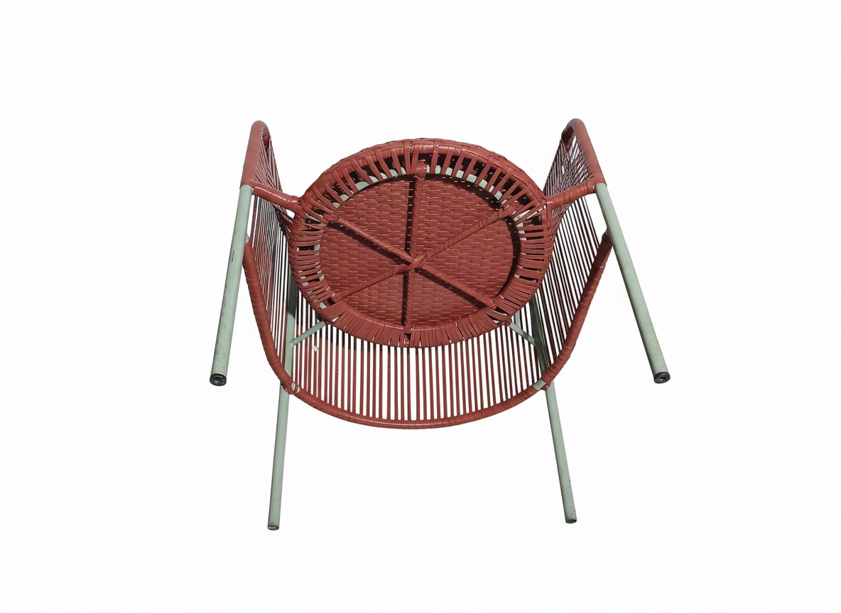 Coppia di poltroncine moderniste in acciaio e fettuccia di nylon-photo-4