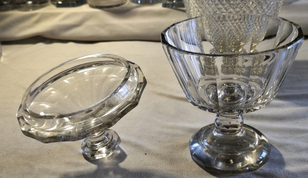 Antico porta bonbons in cristallo molato, XIX secolo-photo-3