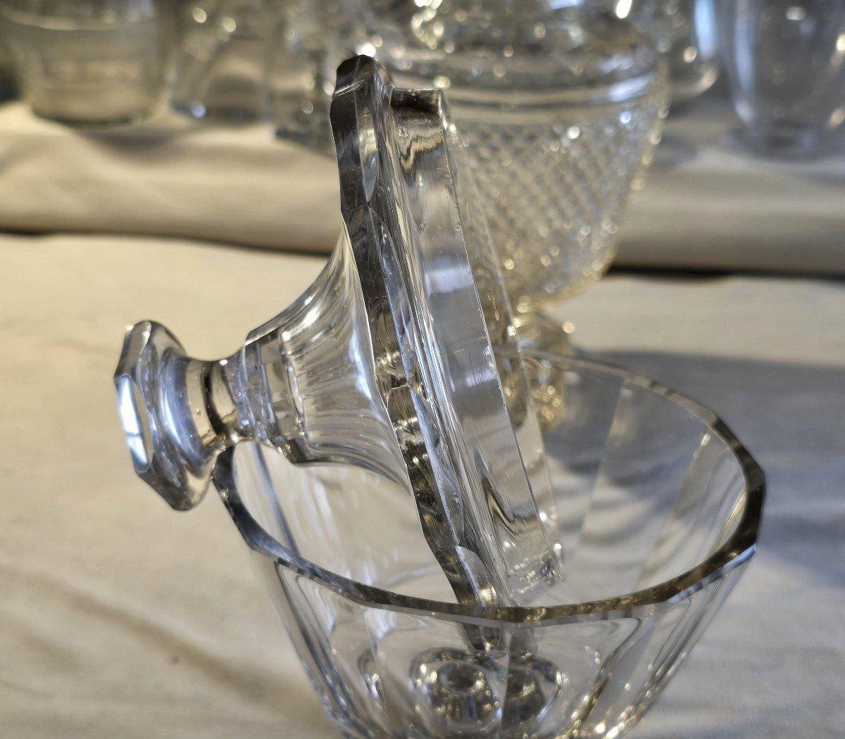 Antico porta bonbons in cristallo molato, XIX secolo-photo-4