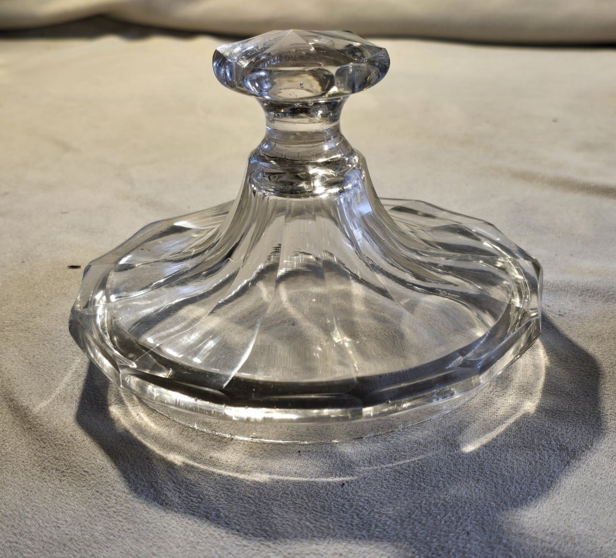 Antico porta bonbons in cristallo molato, XIX secolo-photo-3