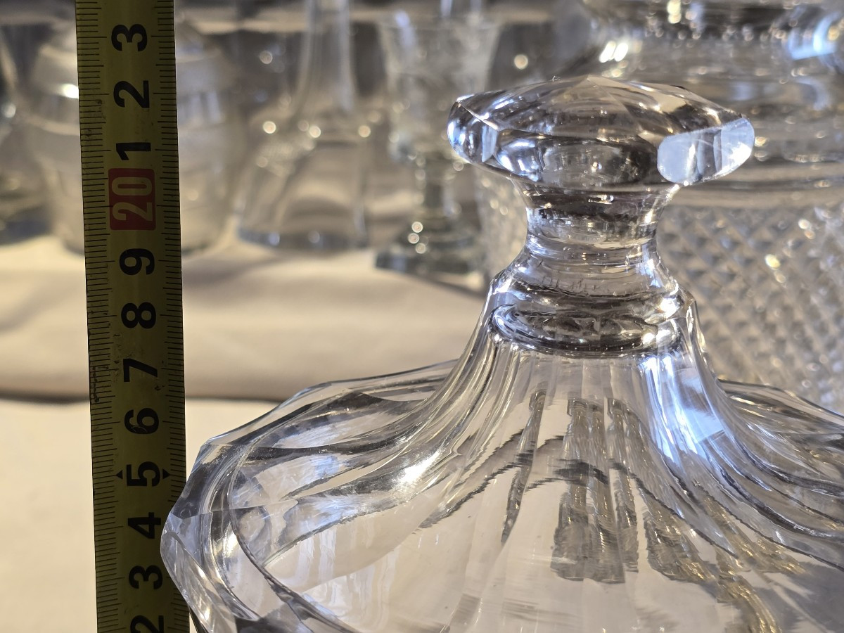 Antico porta bonbons in cristallo molato, XIX secolo-photo-5