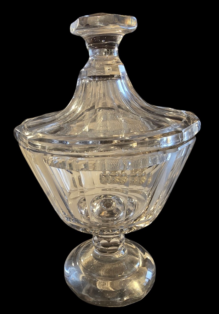 Antico porta bonbons in cristallo molato, XIX secolo