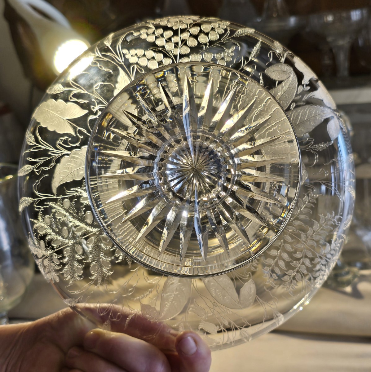 Antica alzatina in cristallo inciso-photo-2