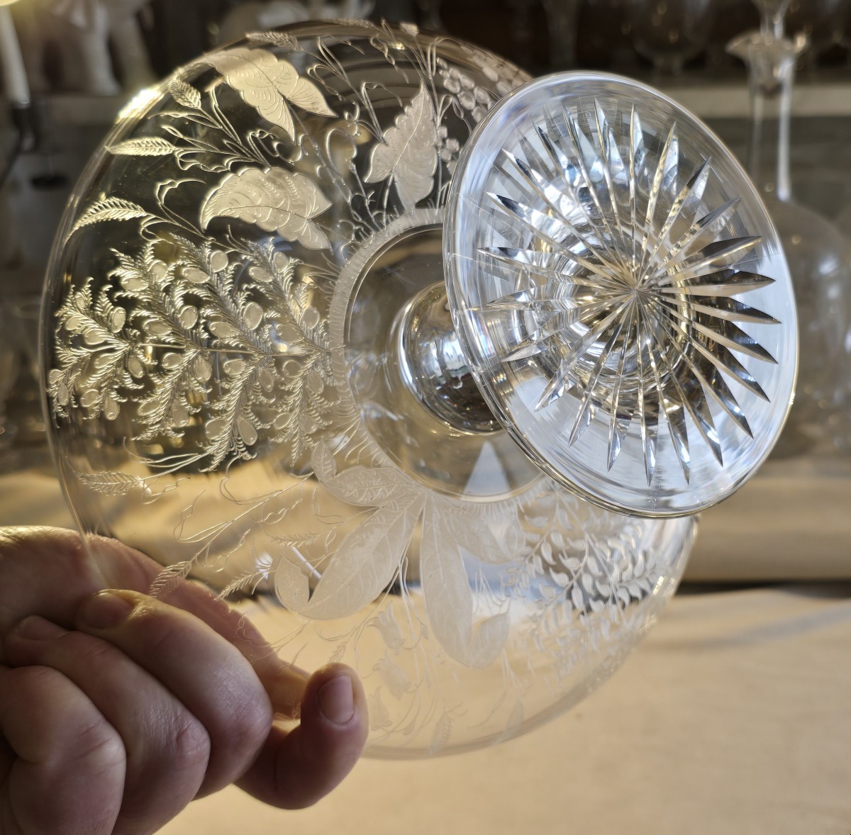 Antica alzatina in cristallo inciso-photo-3