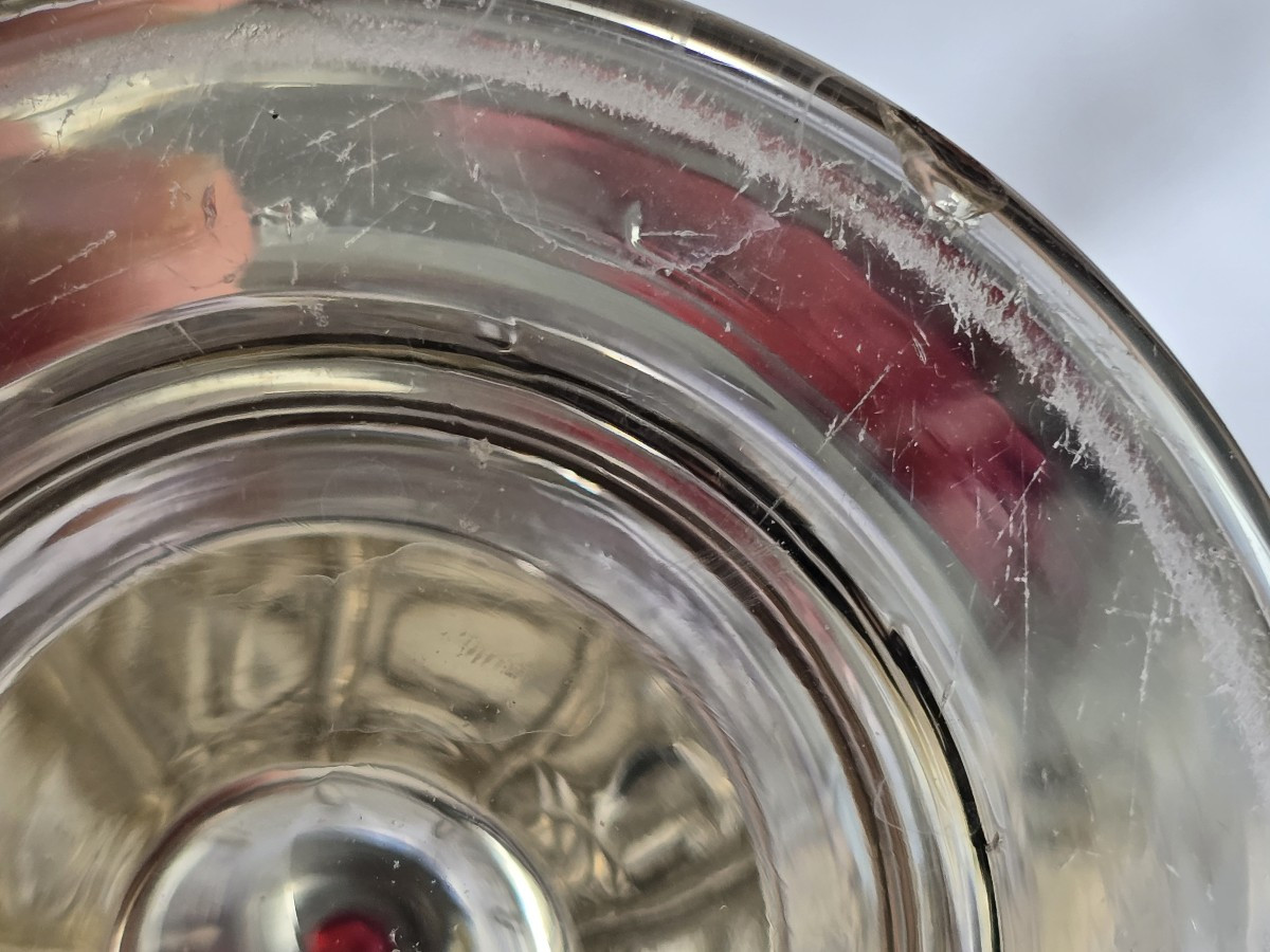 Antico boccale in vetro molato, con montatura e coperchio in peltro-photo-5