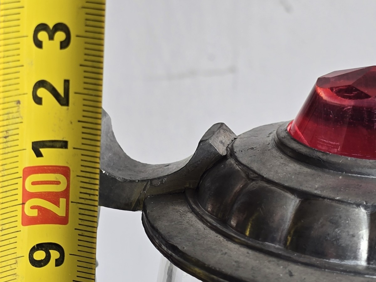 Antico boccale in vetro molato, con montatura e coperchio in peltro-photo-6