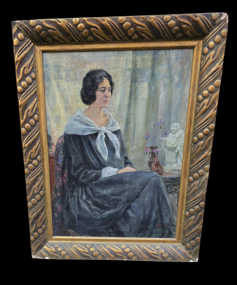 Ritratto femminile olio su tela firmato e datato 1925-photo-2