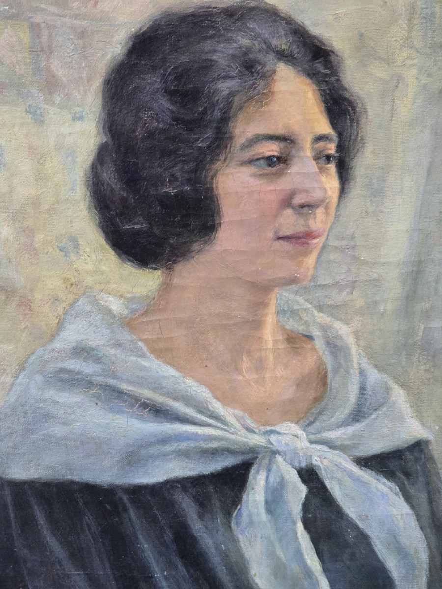 Ritratto femminile olio su tela firmato e datato 1925-photo-1