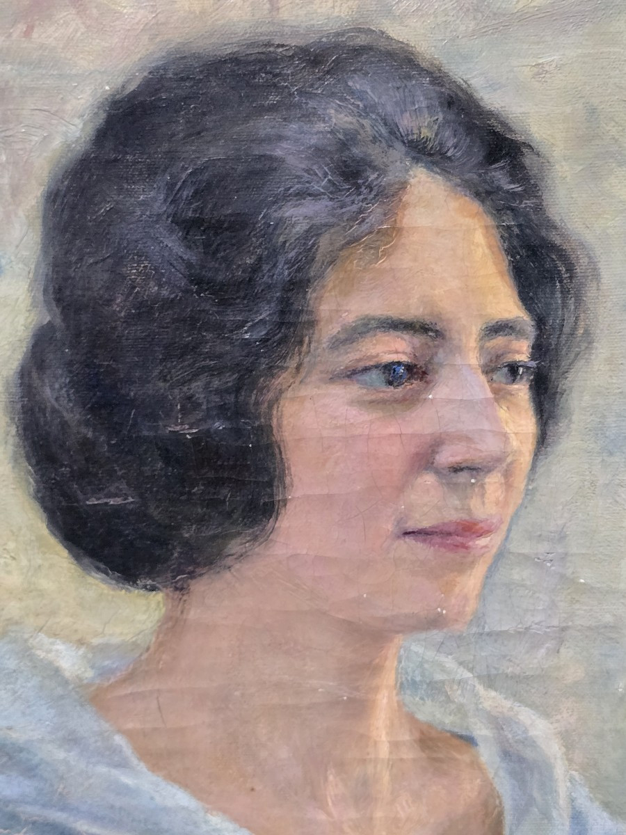 Ritratto femminile olio su tela firmato e datato 1925-photo-2