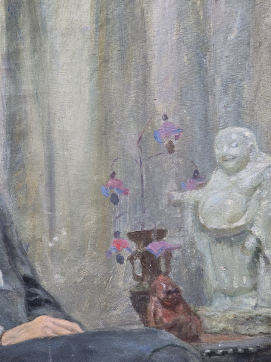 Ritratto femminile olio su tela firmato e datato 1925-photo-3