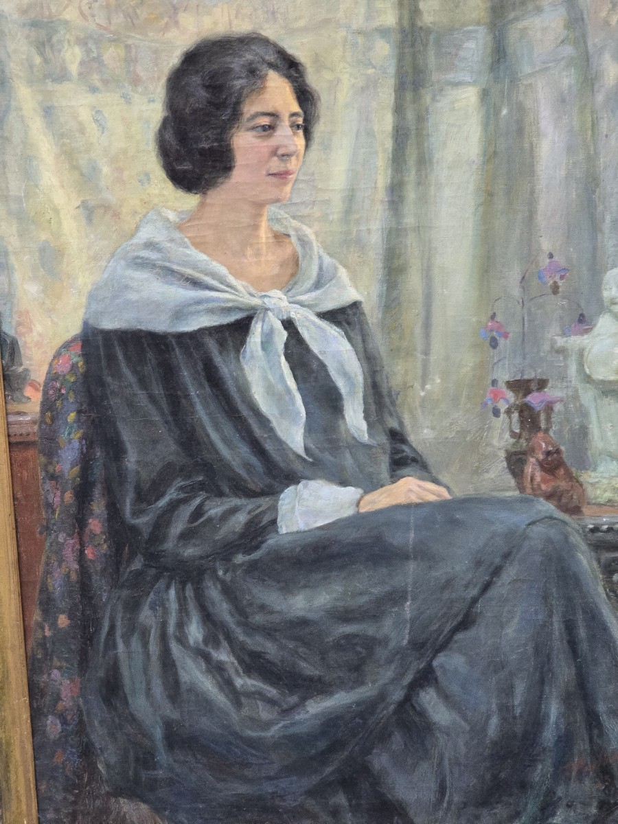 Ritratto femminile olio su tela firmato e datato 1925