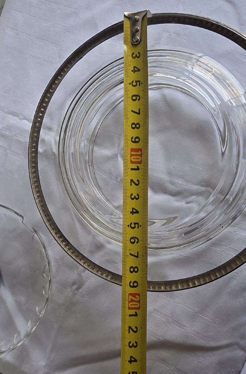 Salsiera antica in cristallo e metallo argentato-photo-4