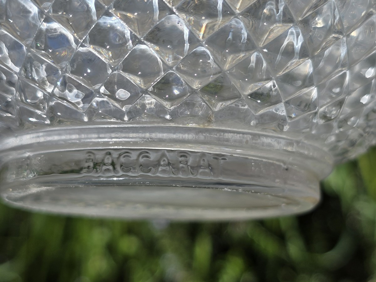 Insieme di quattro bottiglie antiche cristallo Baccarat mod punte di diamante-photo-4