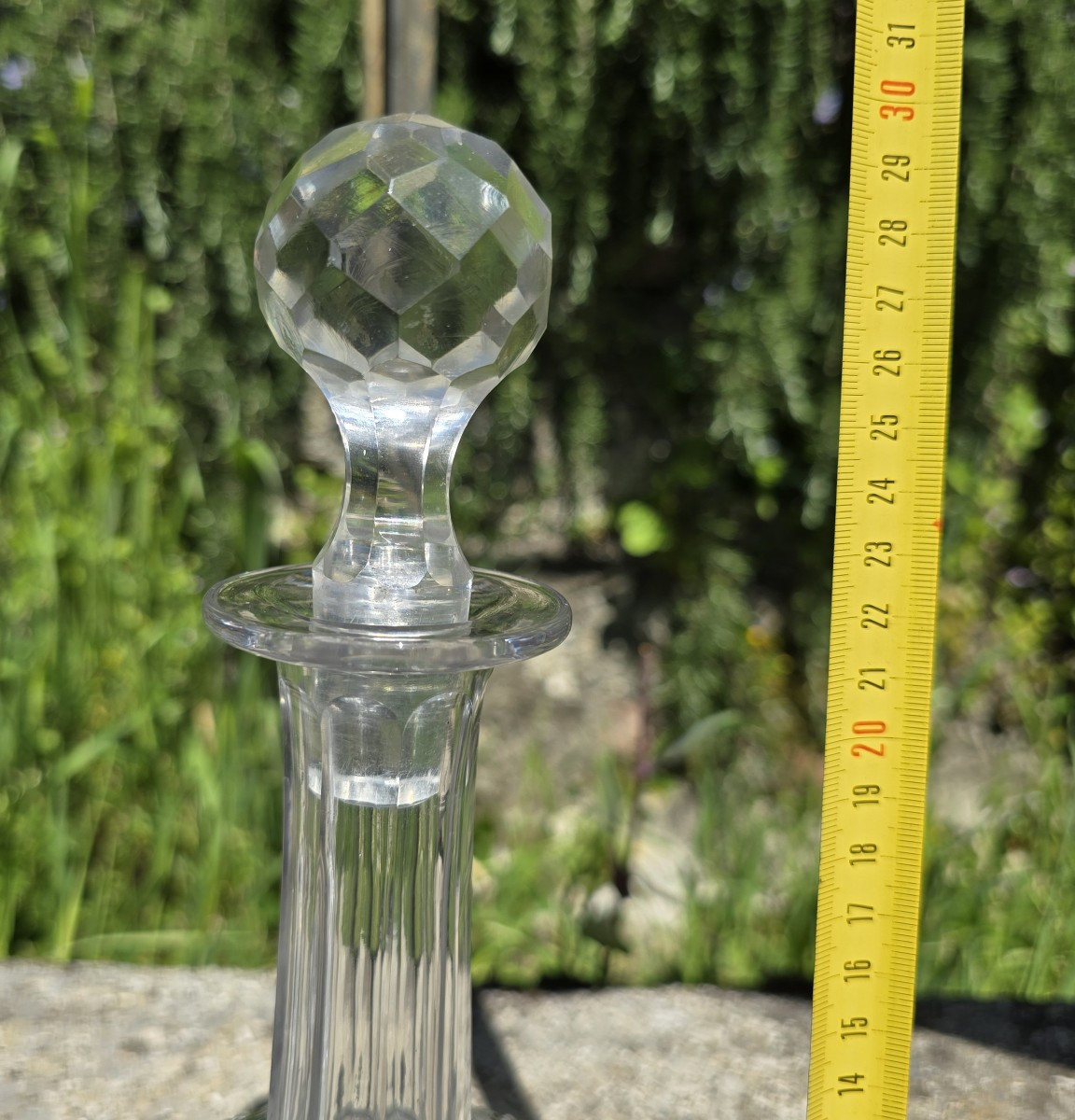 Insieme di quattro bottiglie antiche cristallo Baccarat mod punte di diamante-photo-3