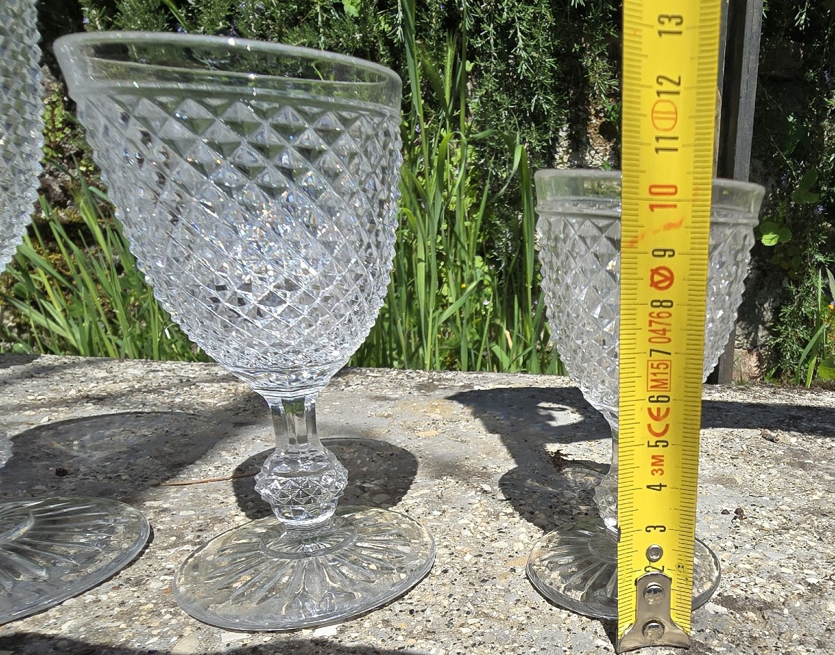 Servizio di bicchieri antico cristallo Baccarat, modello punte di diamante composto da 26 pezzi-photo-6