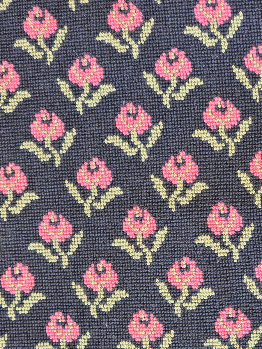 Rotolo di tessuto da tappezziere 780 cm jacquard épinglé effetto ricamo piccolo punto- Anni '60-photo-1