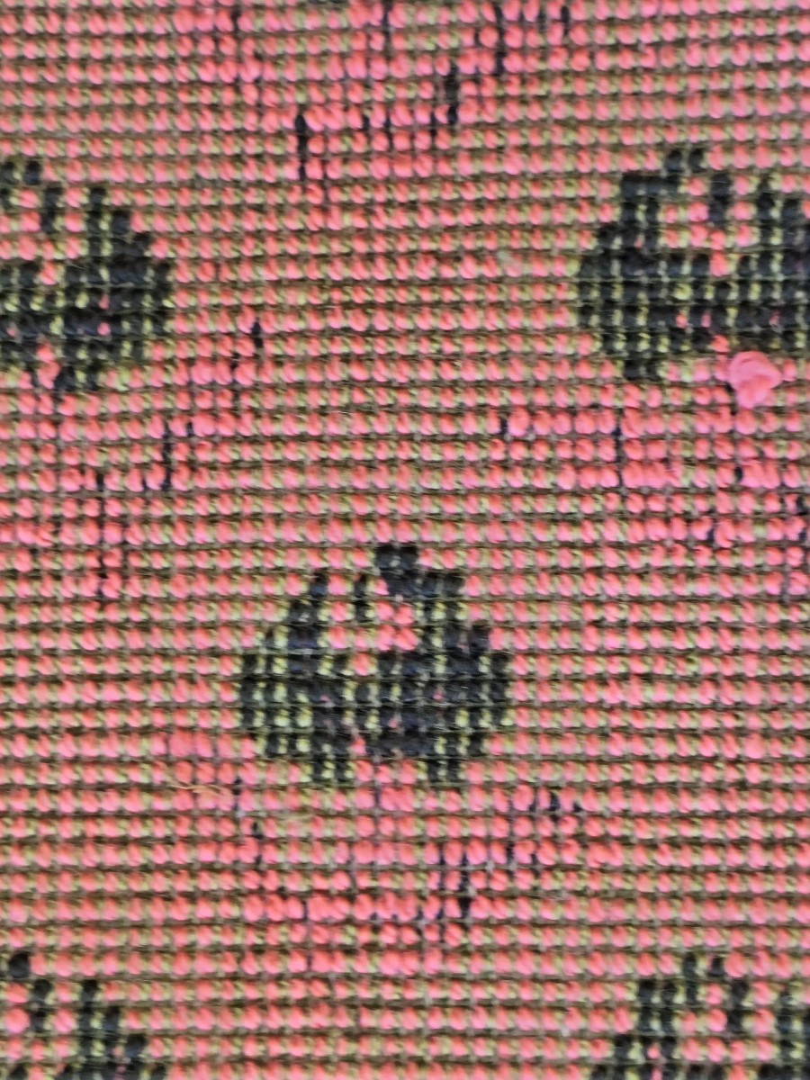 Rotolo di tessuto da tappezziere 780 cm jacquard épinglé effetto ricamo piccolo punto- Anni '60-photo-3