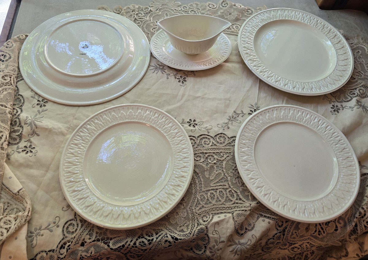 Servizio di piatti in maiolica Bassanello del 1968 composto da 36 pezzi-photo-2