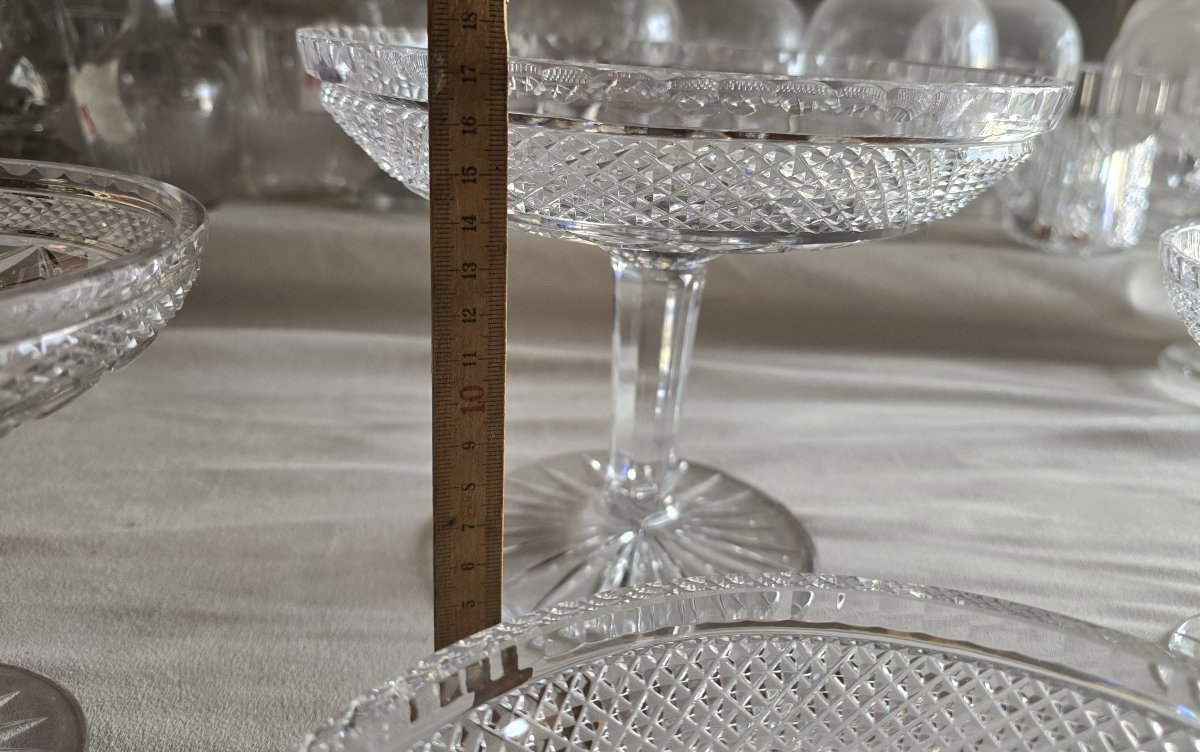 Lotto di 4 alzatine antine in cristallo molate a punta di diamante-photo-6