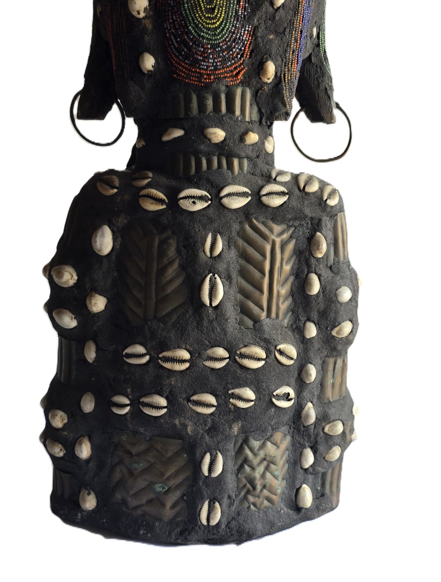 Vecchia scultura femminile di legno africana Camerun Bamileke-photo-3