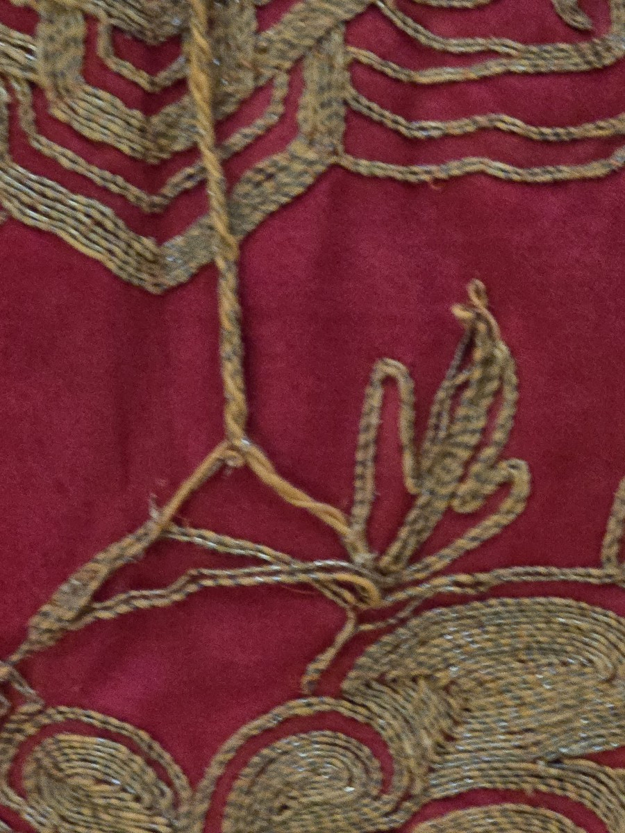 Antica veste cerimoniale cinese in seta rossa ricamata con draghi – Inizio XX secolo-photo-8