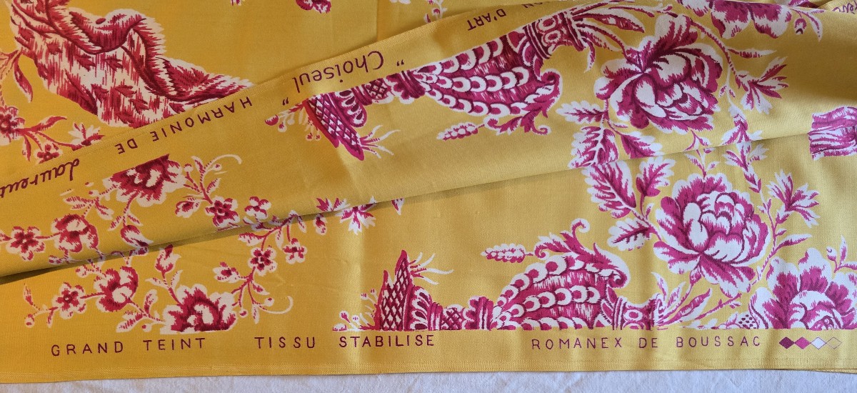 Importante metraggio di tessuto d’arredamento Choiseul di Romanex de Boussac in stile Luigi XVI-photo-4