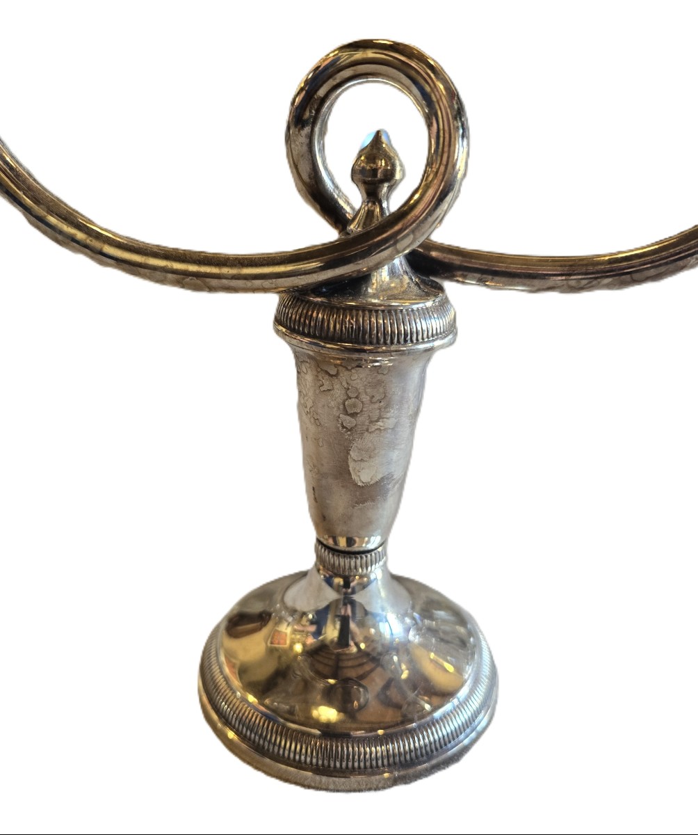 Coppia candelabri a due fiamme in metallo argentato, Christofle-photo-4