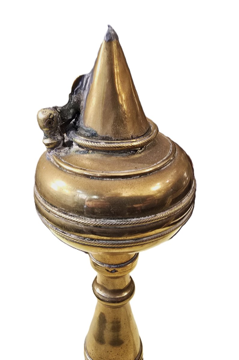 Lampada ad olio in ottone, Italia 1880 circa-photo-2
