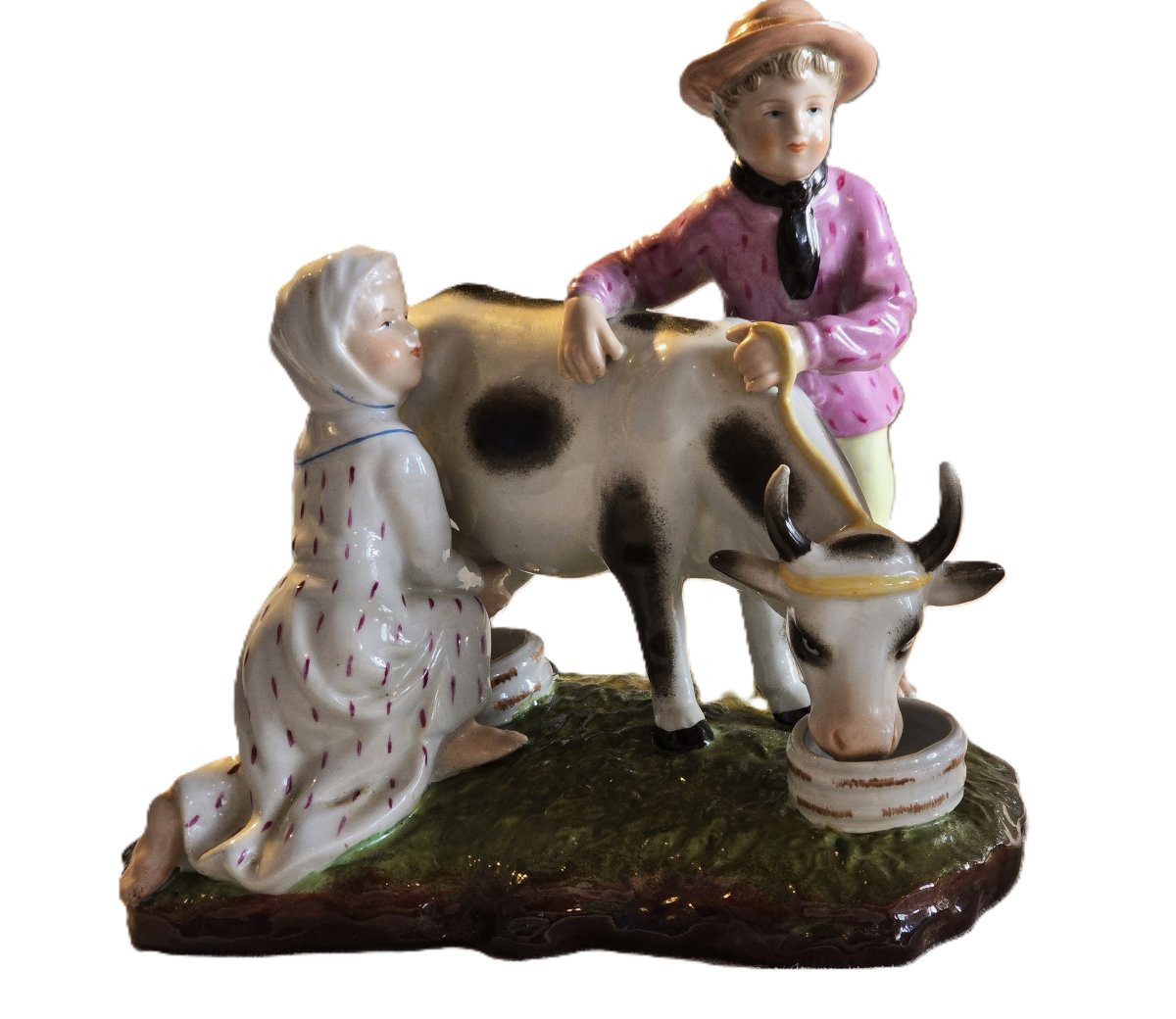 Coppia di statuine temi pastorali in porcellana Meissen XX secolo-photo-3