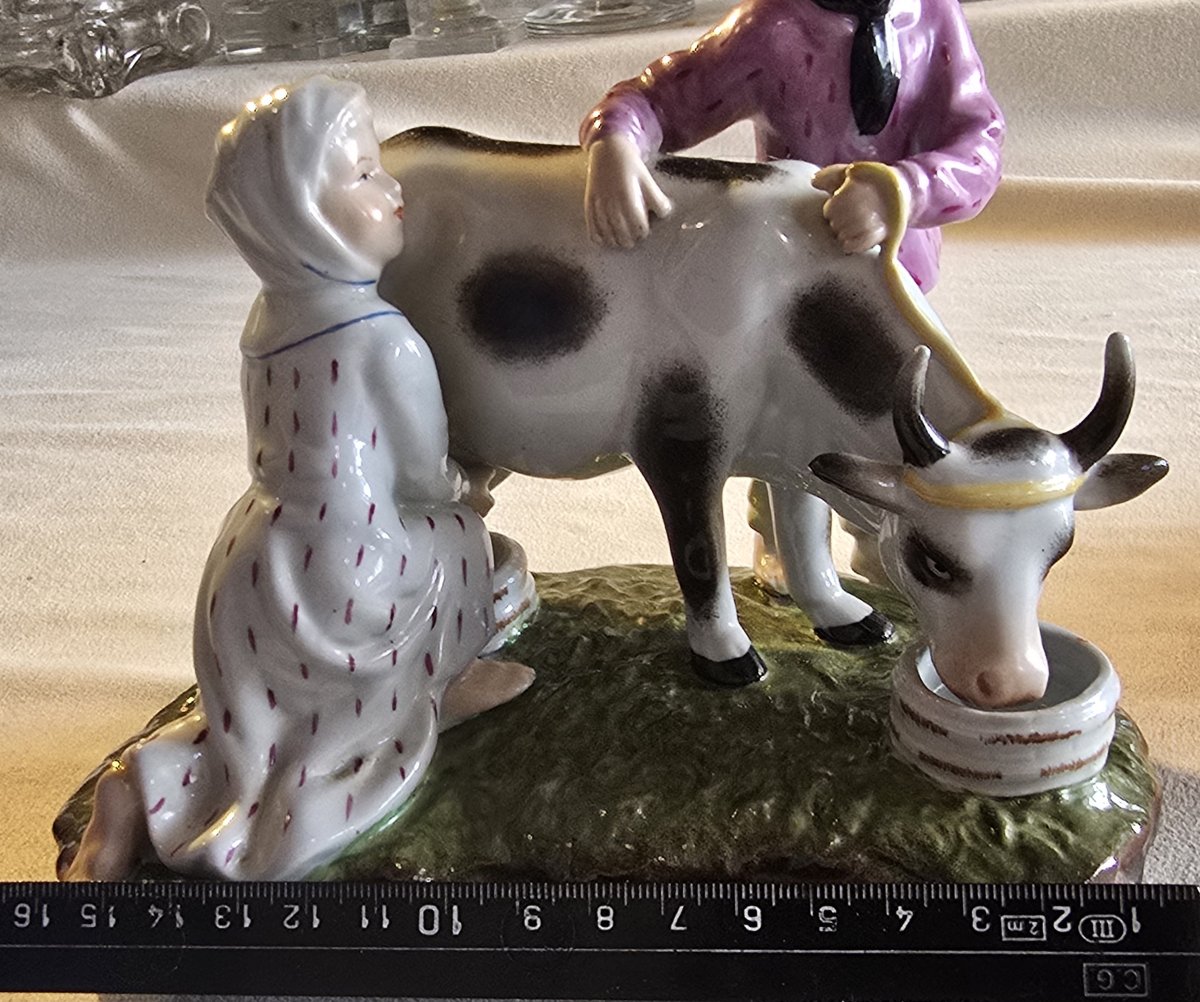 Coppia di statuine temi pastorali in porcellana Meissen XX secolo-photo-5