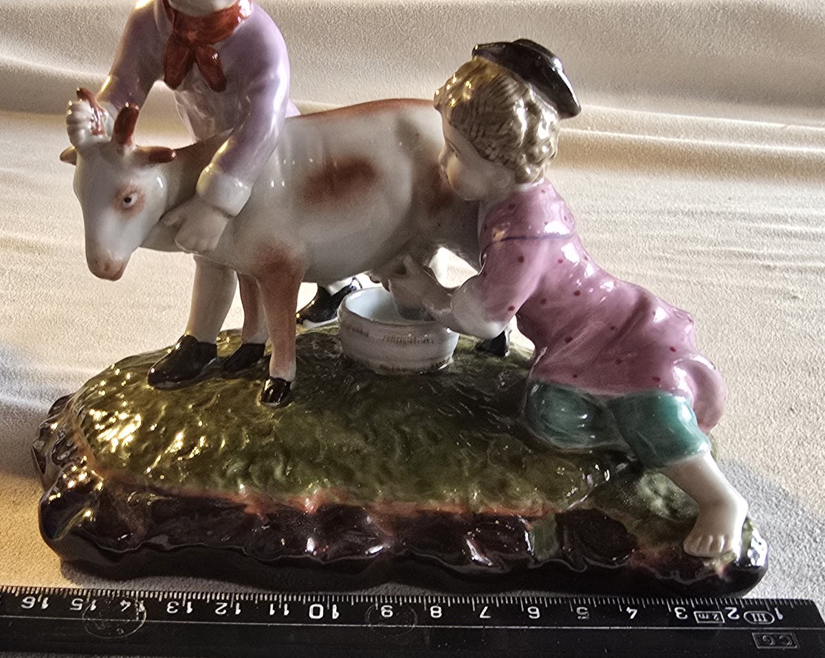 Coppia di statuine temi pastorali in porcellana Meissen XX secolo-photo-7