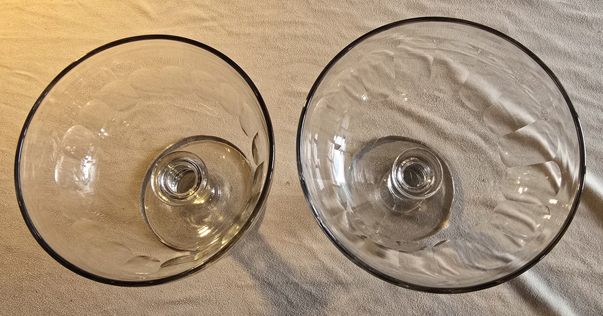 Coppia di coppe portafrutta in cristallo Baccarat modello Clermont, inizio '900-photo-4
