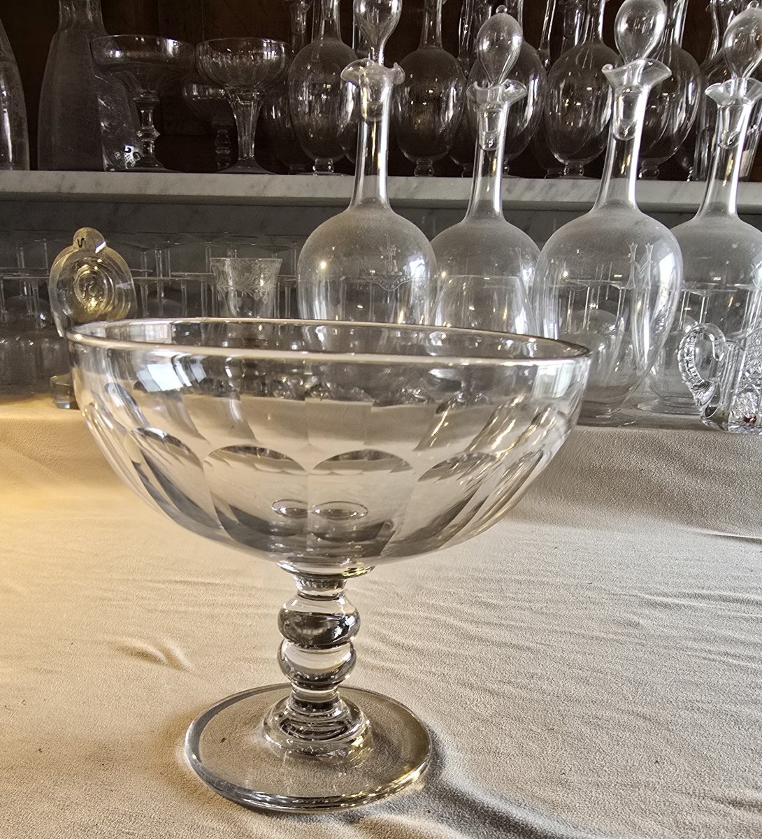Coppia di coppe portafrutta in cristallo Baccarat modello Clermont, inizio '900-photo-1