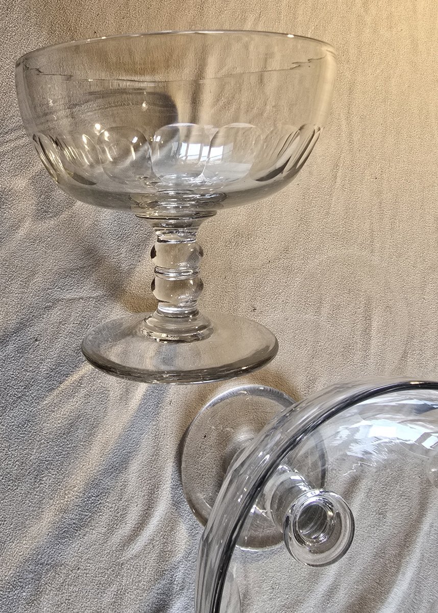 Coppia di coppe portafrutta in cristallo Baccarat modello Clermont, inizio '900-photo-3