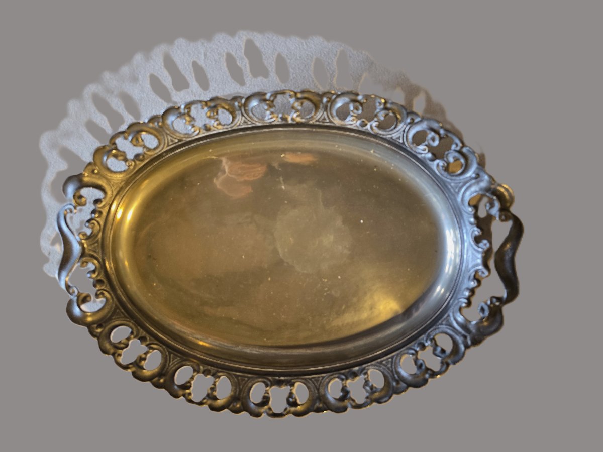 Antico vasssoio traforato in peltro