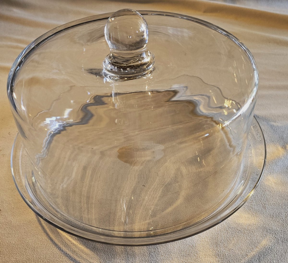 Antica cloche da formaggio in vetro soffiato-photo-2