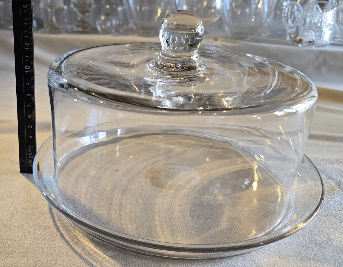 Antica cloche da formaggio in vetro soffiato-photo-4