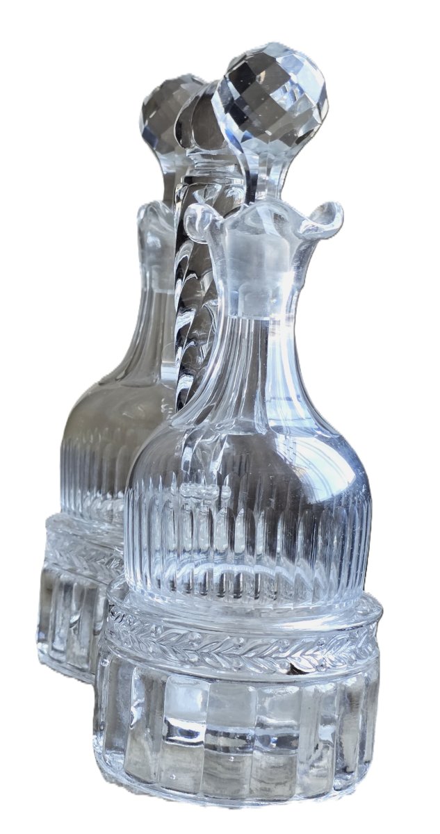 antica oliera‑acetiera in cristallo stampato, attribuita a Baccarat XIX secolo-photo-3