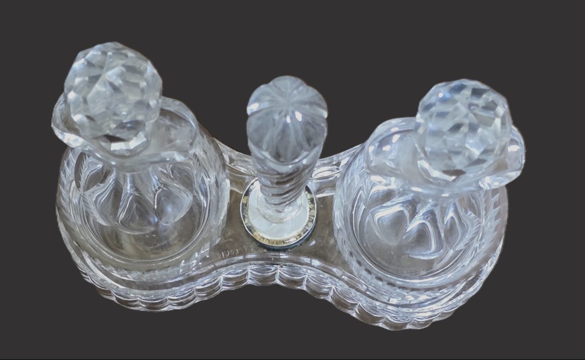 antica oliera‑acetiera in cristallo stampato, attribuita a Baccarat XIX secolo-photo-4