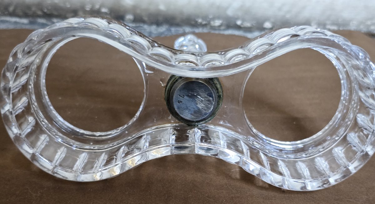 antica oliera‑acetiera in cristallo stampato, attribuita a Baccarat XIX secolo-photo-1