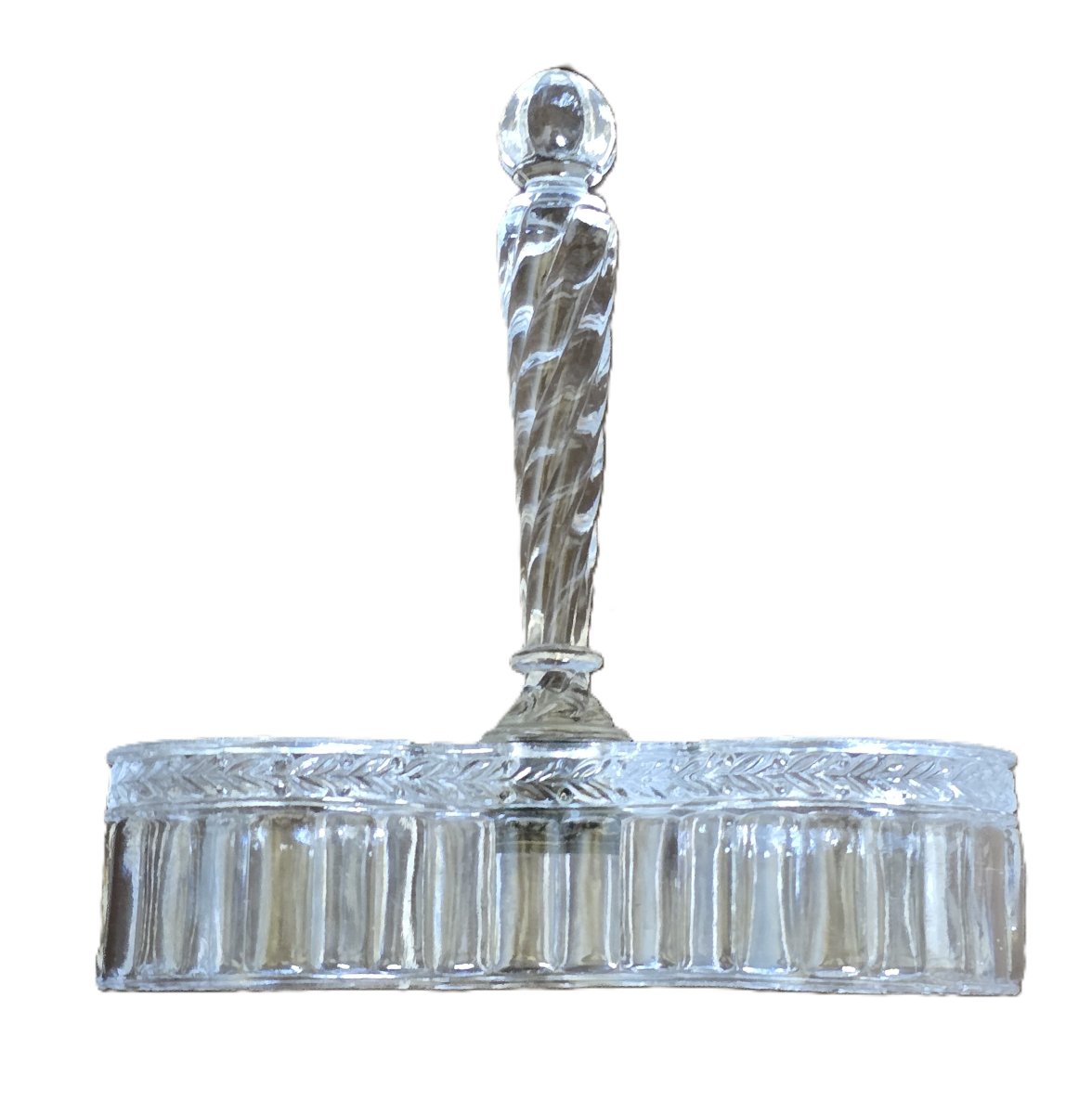 antica oliera‑acetiera in cristallo stampato, attribuita a Baccarat XIX secolo-photo-3