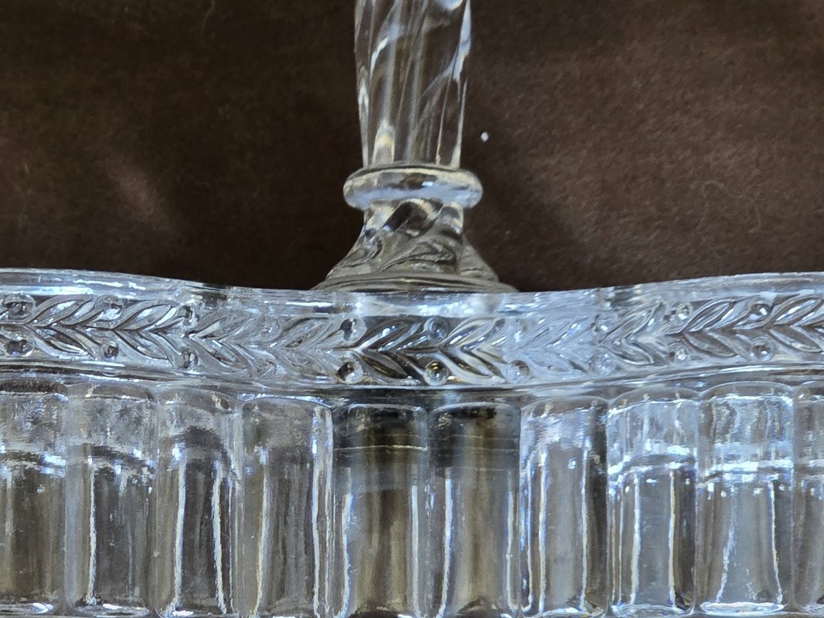 antica oliera‑acetiera in cristallo stampato, attribuita a Baccarat XIX secolo-photo-4