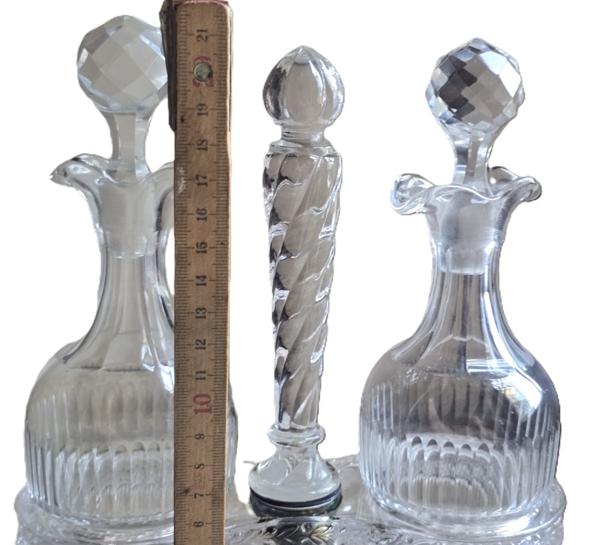 antica oliera‑acetiera in cristallo stampato, attribuita a Baccarat XIX secolo-photo-6